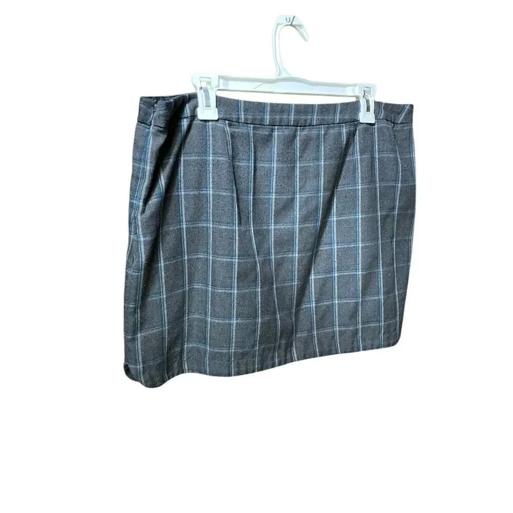 Gap School Girl Gray Checkered Plaid Skirt Fully Lined 16
